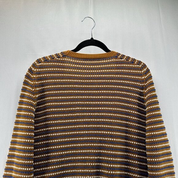 Carven Sweater Mens Sz L Button Up Knitted Cardigan Motif Stripe Brown Multi - Picture 6 of 12